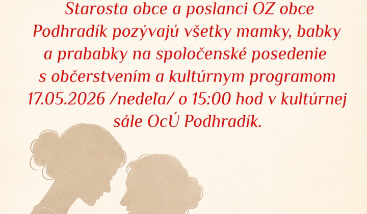 1. fotografia fotogalérie Aktuality / Deň matiek v obci Podhradík 17.05.2026 /nedeľa/ o 15:00 hod - foto